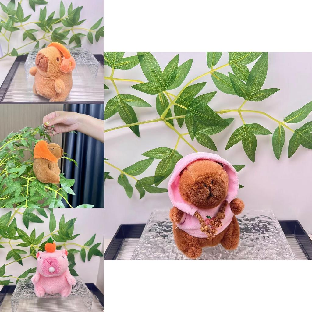 Adorable Plush Capybara Doll Keychain With Colorful Hoodie Perfect For Gifts