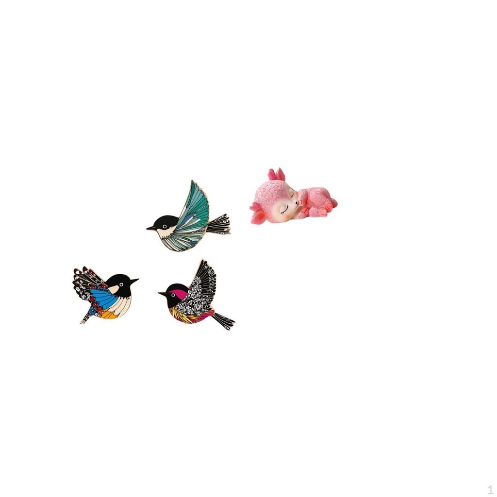 Wooden Bird Wall Art And Resin Sleeping Deer Statue Figurine for Garden Study Room Farmhouse Kitchen