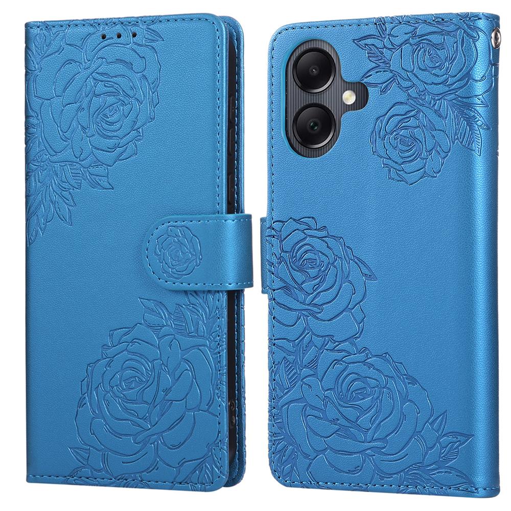 For Samsung Galaxy A07 4G/A06 4G/A06 5G Case Rose Flower PU Leather Wallet Phone Cover with 3 Card Slots/Wrist Strap