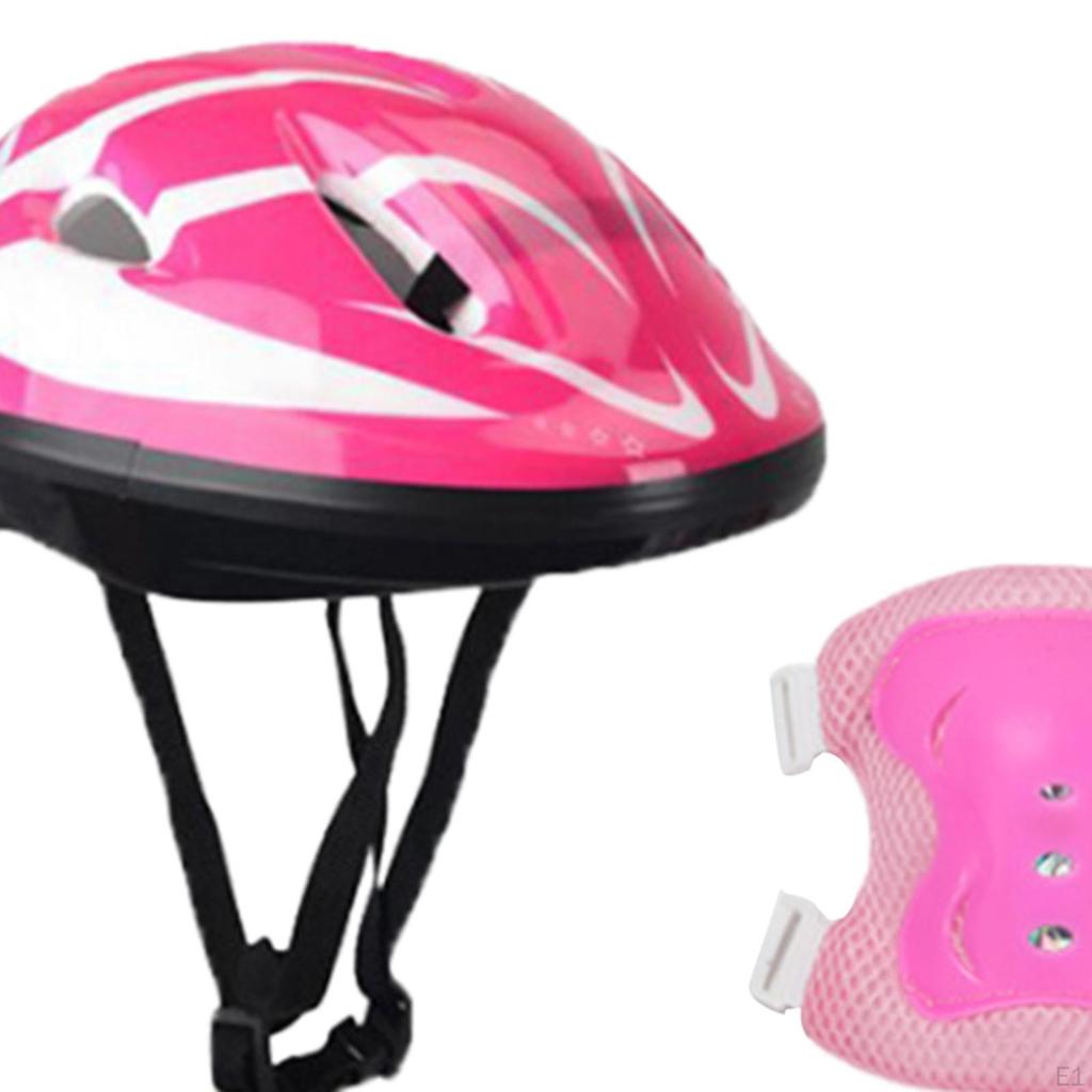 7 Pcs/set Kids Bike Helmet for Teenagers Skateboard Cycling