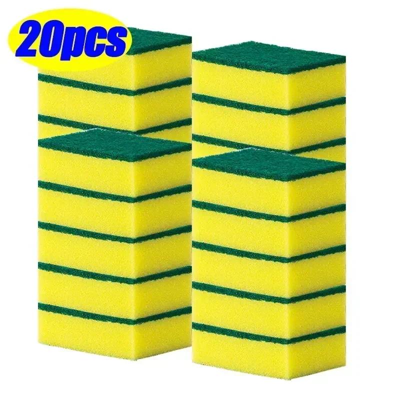 5/50PC Dishwashing Sponge Reusable Kitchen Cleaning Scouring Pad Washable Scrub Sponge Eco Non-Scratch for Washing Dishes Sponge
