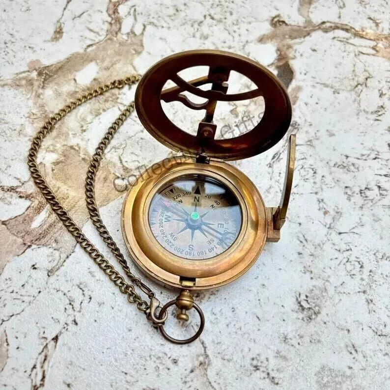 Navigating Instrument Antique Finish Compass With Leather Case