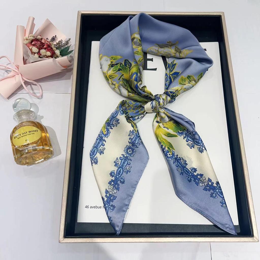 Hedvábný šátek pro ženy, módní všestranný, vysoký smysl, 70 čtverečních stop, ochrana krku, šátek, retro šátek, taška