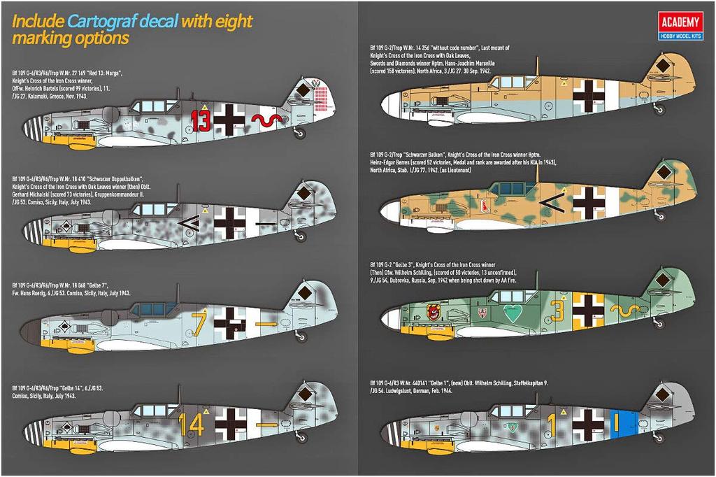 Academy scale German Air Force JG27 Plastic Model Kit 12321 1/48 Bf109G-6/G-2