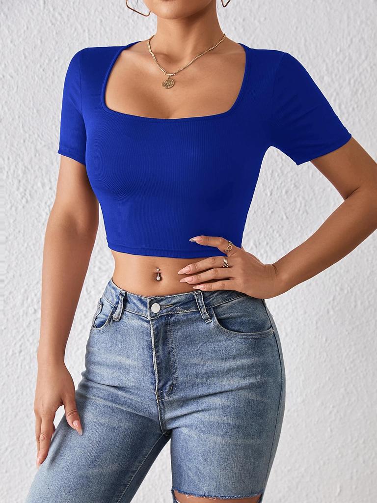 Maglietta da donna elegante e casual Y2K aderente slim top crop