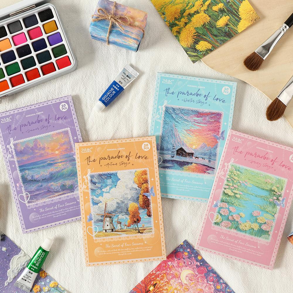 30 sheets of creative brush strokes, flower series material paper, iwatercolor, hand account decoration paper, sticky note paper