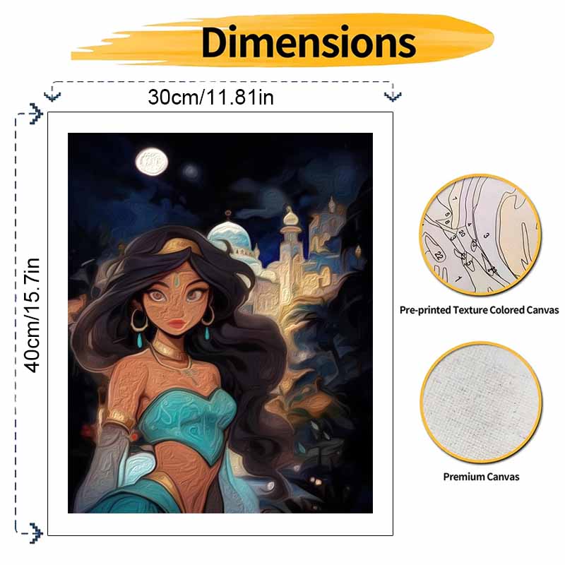 Disney DIY Jasmine Arabian Night Painting Kit Home Wall Decor Handmade Gift for Room Aesthetic Modern Art Craft Decorating Canvas Sets