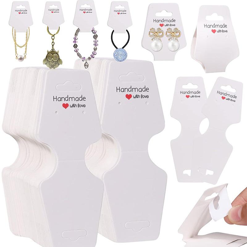 100Pcs/Lot Necklace Card Pendant Diy Handmade Folding For Hair Clip Bracelet Jewelry Display Self-Adhesive Paper Hang Tags Card