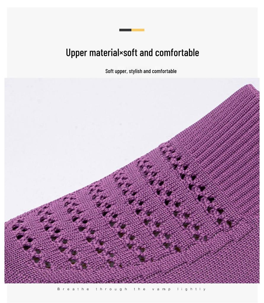 Women's Flyknit Breathable Casual Flat Shoes - Large Size Versatile Solid Color