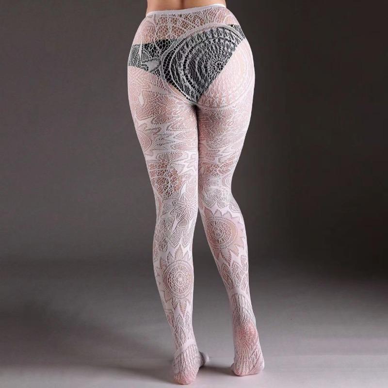 

Tights Women Stockings Sexy Lace Pantyhose Leggings Gothic Lolita Japanese Hollowed Out Thin Punk Retro Black Stocking one size білий