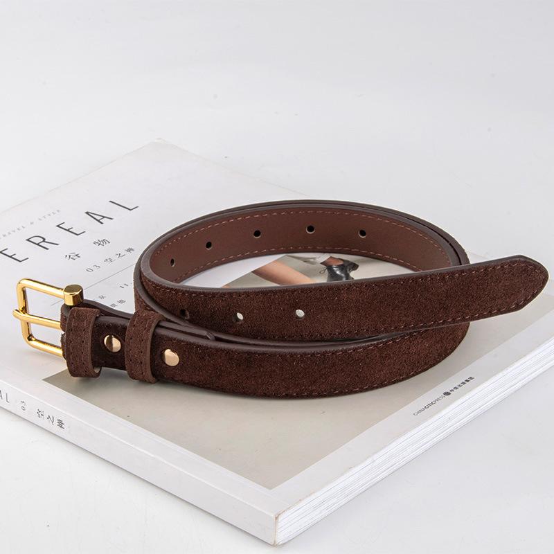 New Matte Design Sense Women's Genuine Leather Belt Retro Versatile Suit Jeans Accessories Commuting Belt