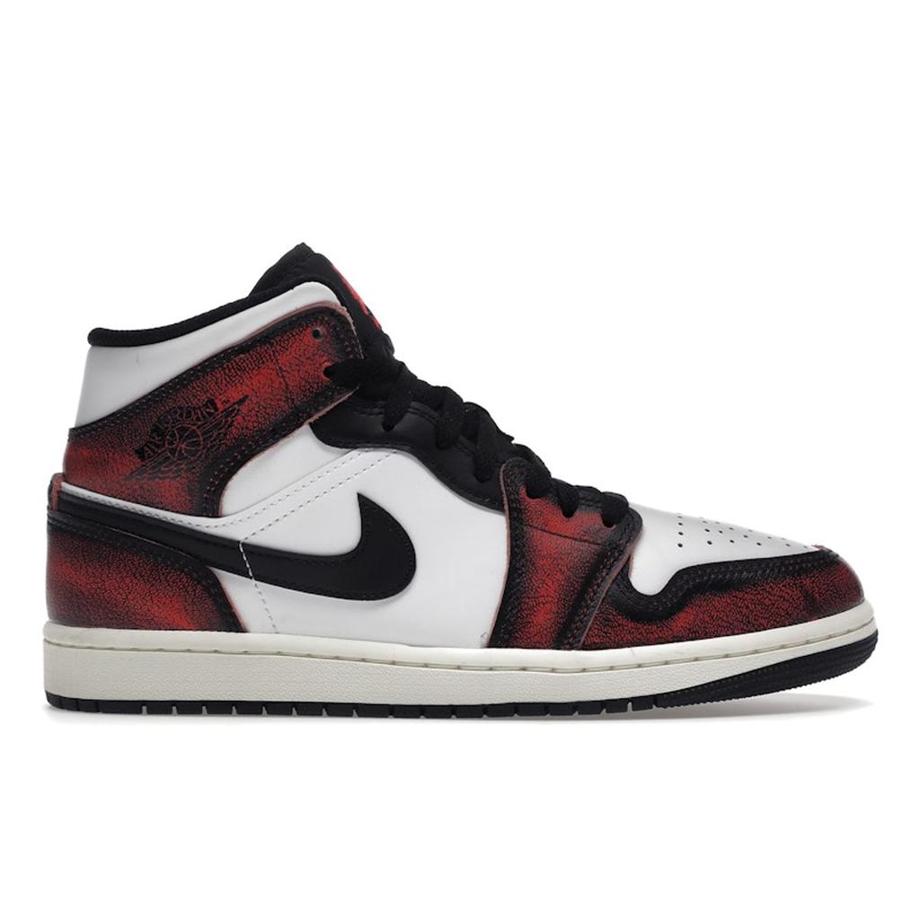 Air Jordan 1 Mid SE Wear-Away Herre Sneakers Hvit Svart Seil DV9565-006