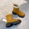2025 New Thick Soled Women's Ankle Boots Winter Comfort Fluffy Short Boots Mid Heel Platform High Top Plush Warm Women's Shoes
