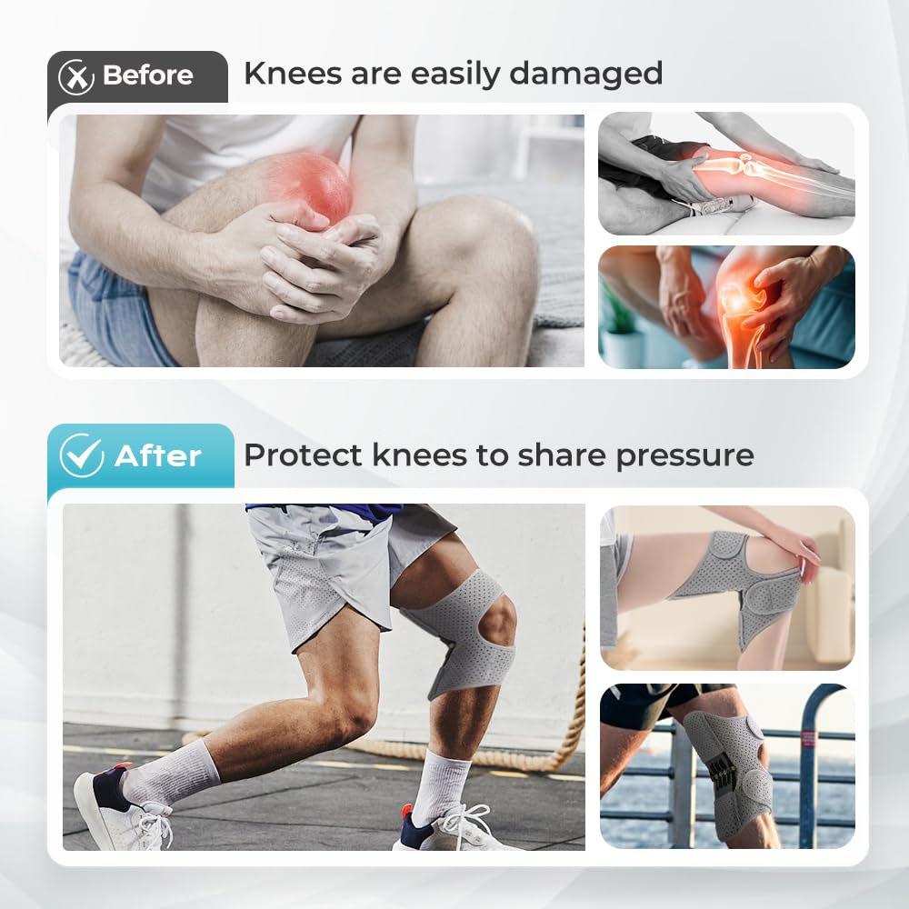 2Pcs Knee Brace Support, Adjustable Protector for Meniscus Injury Recovery, Walking Stability
