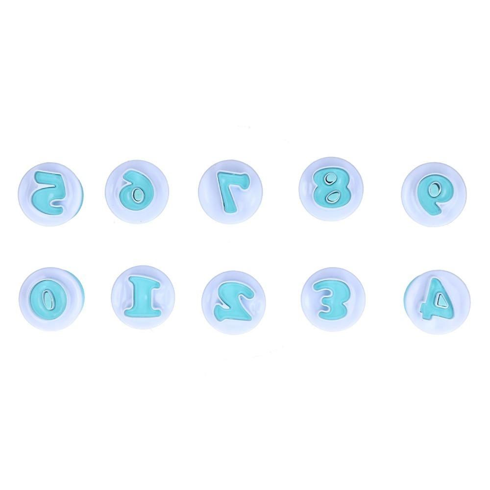 10PCS 0-9 Number Number Cake Mold Food Grade Plastic Fondant Cutter Cookie Stamp Birthday Party