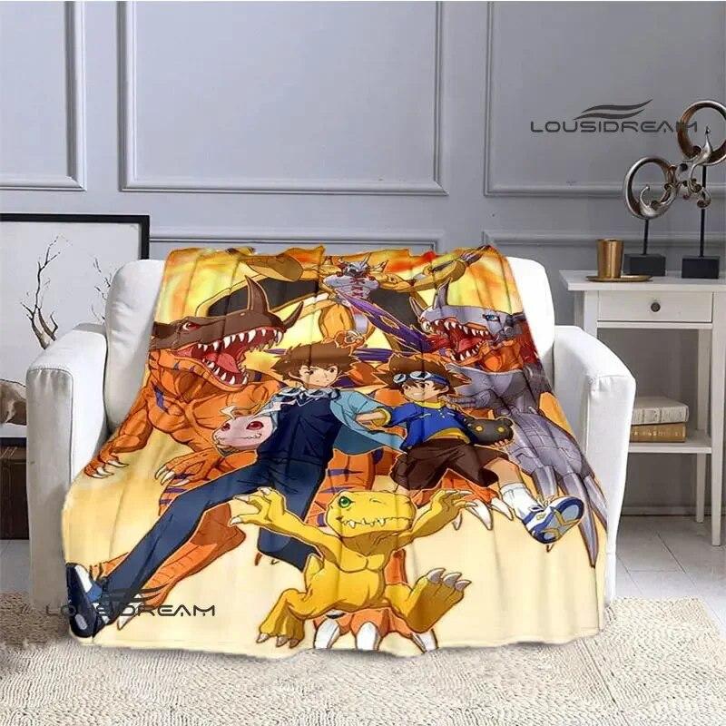 Digimon Cartoon Printing Blanket Flange Warm Blanket Picnic Blanket Home Travel Blanket Bed Linings Birthday Gift