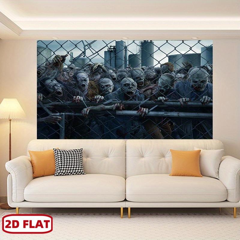 1. Un terrificante poster dell'apocalisse zombie - con gruppi di zombie realistici e schemi di rovine urbane
