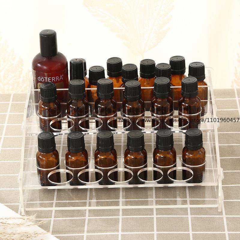 Desktop Essential Oil Storage Box Rack Acrylic Display Essential OIl Organization Multi Compartment Assembly Style