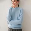 Women's Cashmere Double-Ply Thick Knit Sweater - Half-High Neck, Drop Shoulder, Versatile Solid Color, Autumn/Winter Warm Base Layer
