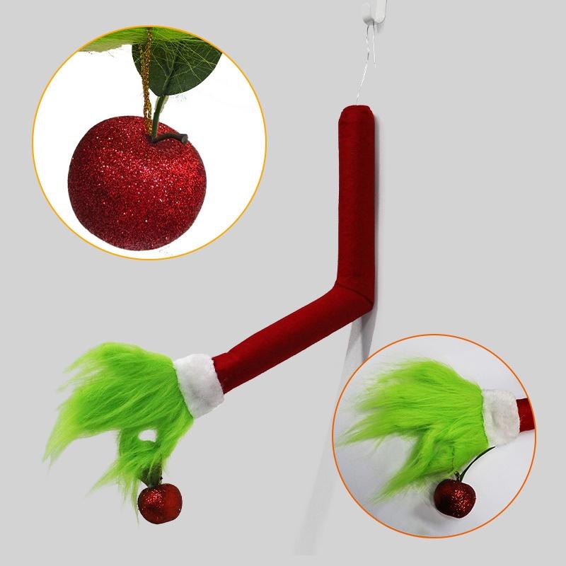 Green Christmas Tree Ornament Adorable Elf With Green Fur 28x28x5cm Perfect For Christmas