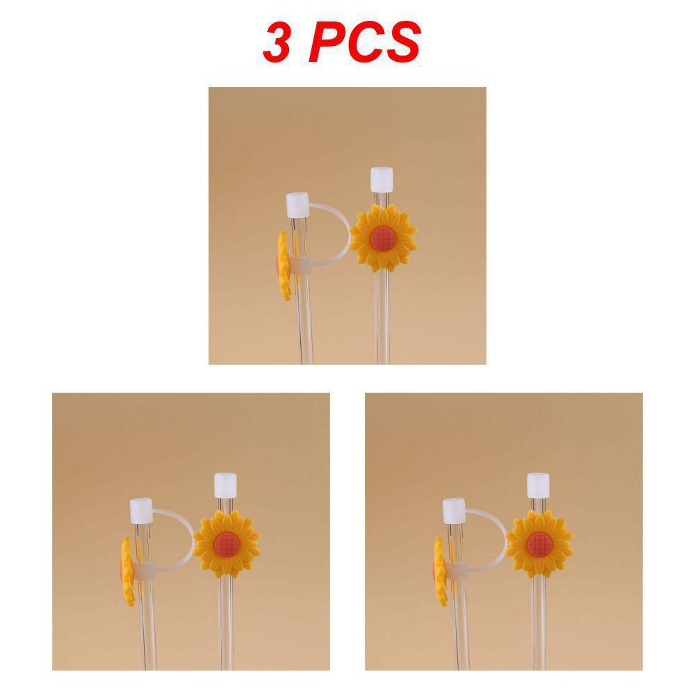 1/3/5PCS Glass Straw Stainless Steel Straw Silicone In Summer High Temperature Resistance Silicone Cup Lid Cover Dust Plug