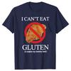 Ich kann kein Gluten essen T-Shirt Retro Gluten Meme Grafik T-Shirt EU Größe Baumwolle Weich Unisex O-Ausschnitt T-Shirt Oberteile Locker Oversized