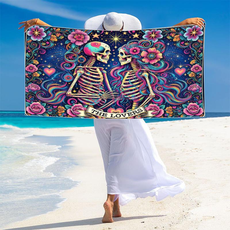 Love u to the Death Skull ( Print Beach Towel, Large Soft Quick Dry Towel for Beach Camping Swimming