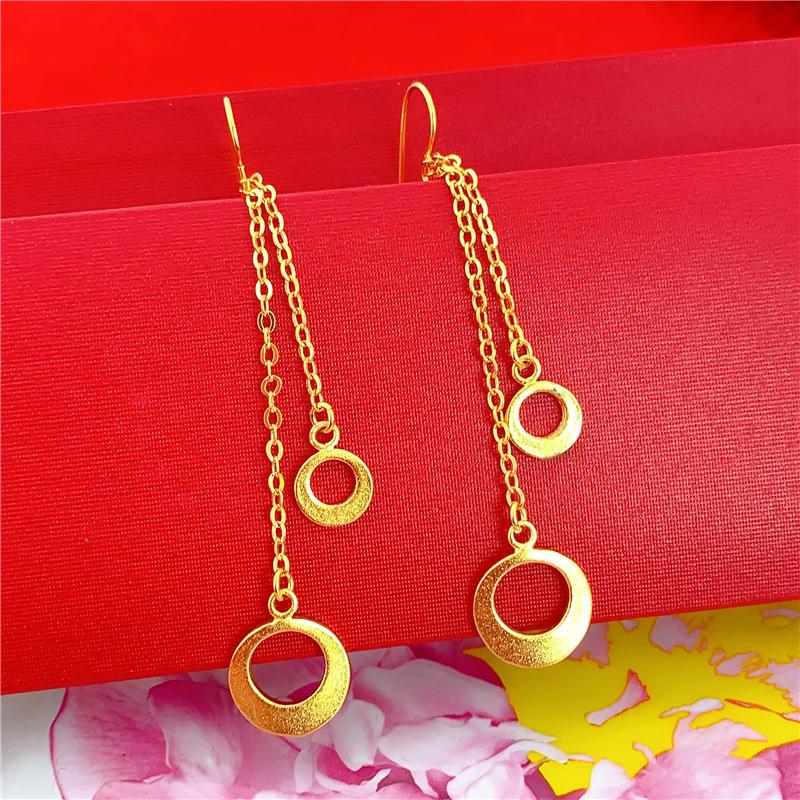 Gold Plated Tassel Earrings Vietnam Shajin Earrings Women Korean Version Euro Gold Long Women'S Earrings