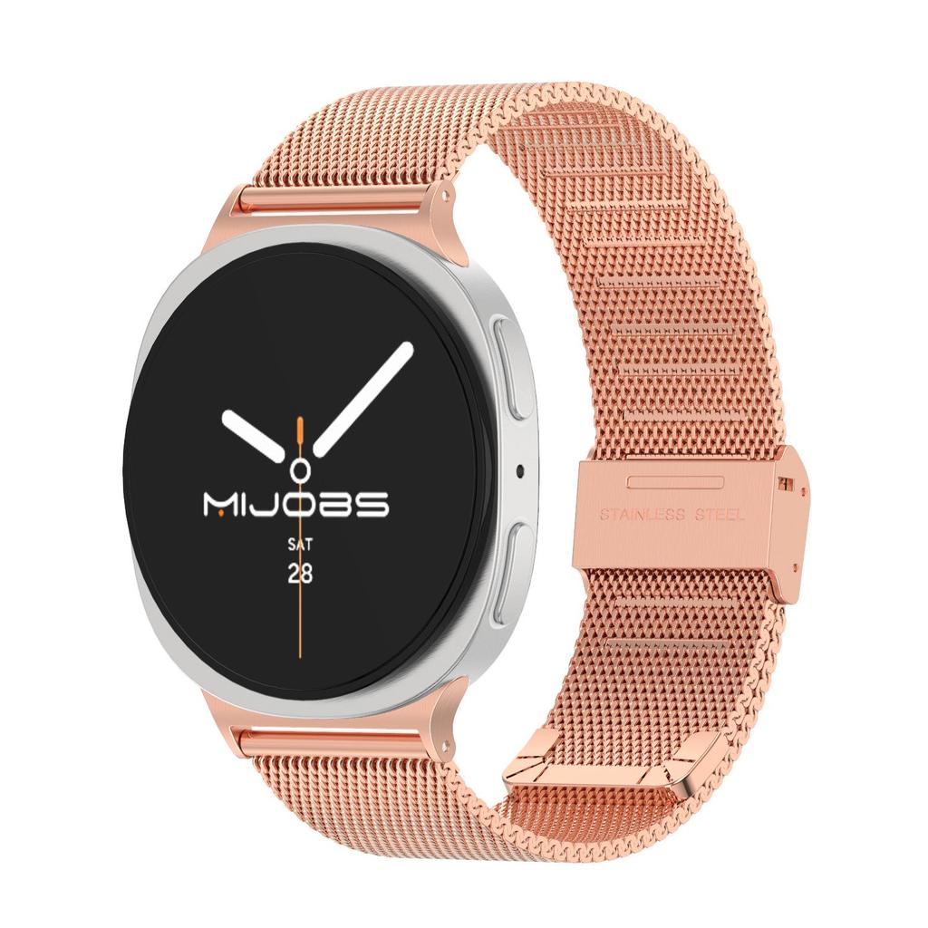 Compatible with Samsung Watch8/Ultra: Stainless Steel Milanese Magnetic Strap with Three-Bead Design and Steel End Links.
