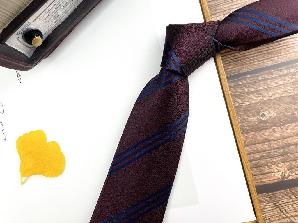 Men'S Retro Tie Dark Red Pattern British 8Cm High-End Formal Dress Casual, Professional Business Striped Wedding Tide