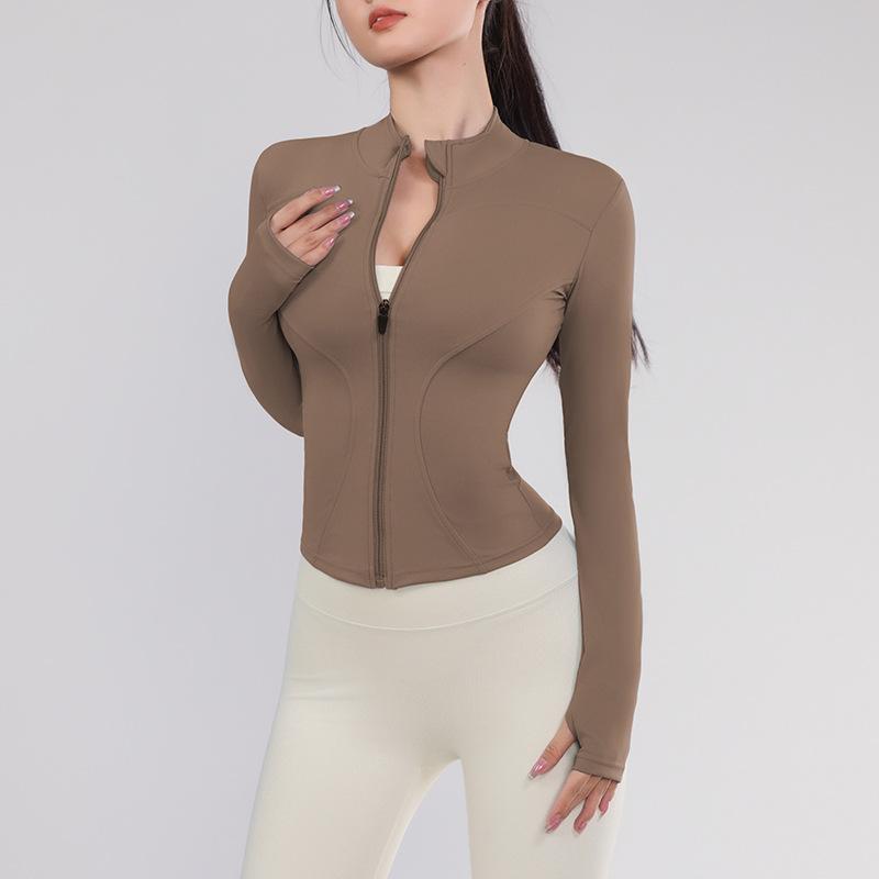 Outdoor Zipper Stand-Up Collar Yoga Sunscreen Jacket Casual Fitness Slim Long-Sleeved Top Running Sports Yoga Clothing Women