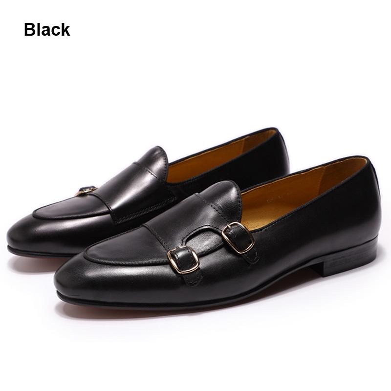 

Fashion FELIX CHU Men s Genuine Leather Loafers Handmade Monk Strap Casual Dress Shoes for Wedding Party Summer Autumn Footwear US 7
