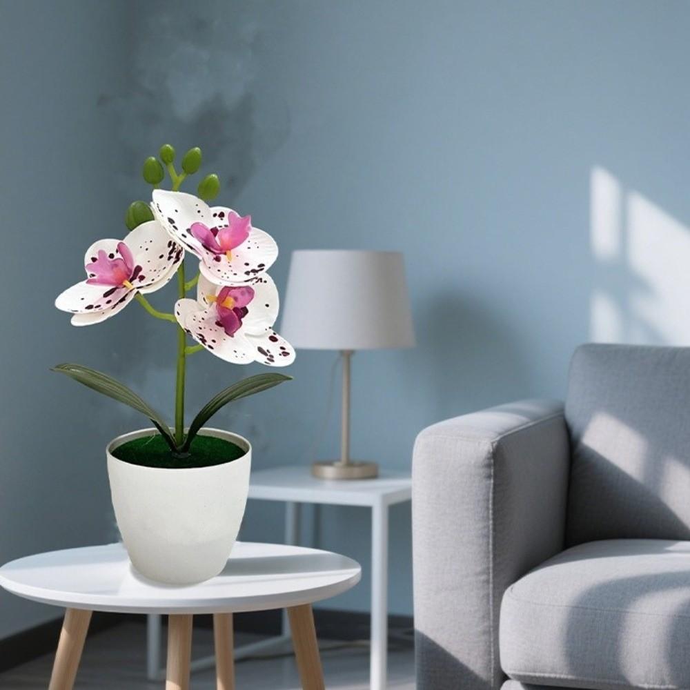 Kunstmatige orchidee met meerdere bloemen, bonsai, witte bloempot, kunstmatige nepplanten voor huisdecoratie