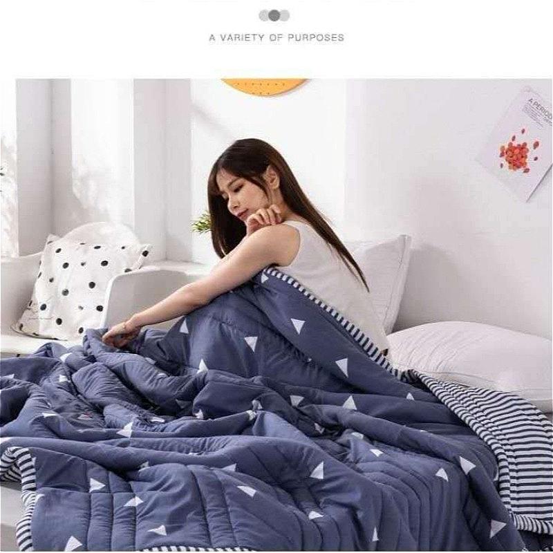 Washed Cotton Summer Quilt with Printed Thin Quilt, Lightweight, Breathable and Skin Friendly Bedding Air Conditioning Quilt Core, Summer Cool Quilt