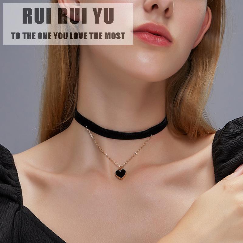 

RUI RUI YU Женское ожерелье Фланель Сексуальное Двухслойное Любовное Сердце Кулон Подвеска Ключица Цепочка