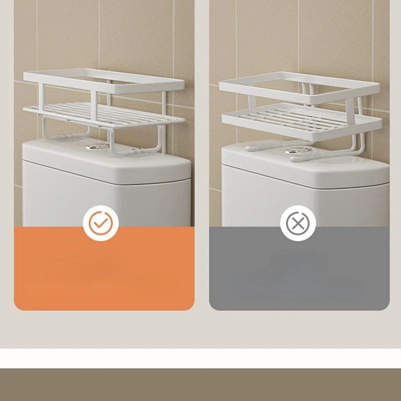 1PC Wrought Iron Punch-Free Toilet Tank Shelf - Above Toilet Storage Rack for Bathroom Organization