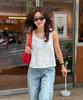 OSTKAKA Eyelet Pintuck Sleeveless Blouse Ivory