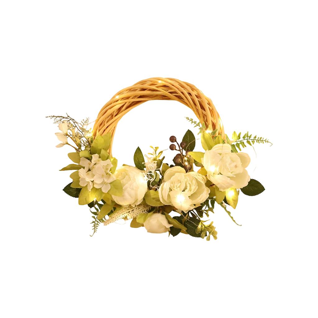 45cm Simulated Wreath Wisteria For Home Decor, Hanging Flower Wreath, Spring/Summer Green Plant Wreath, Simulated Blueberry Pendant