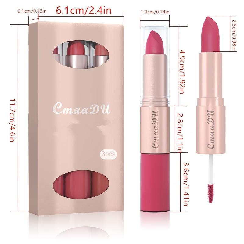 Long-Lasting 3-Color Lipstick & Lip Gloss Set - Double Headed Design for Natural, Lustrous Texture - Perfect Holiday Gifts for Women