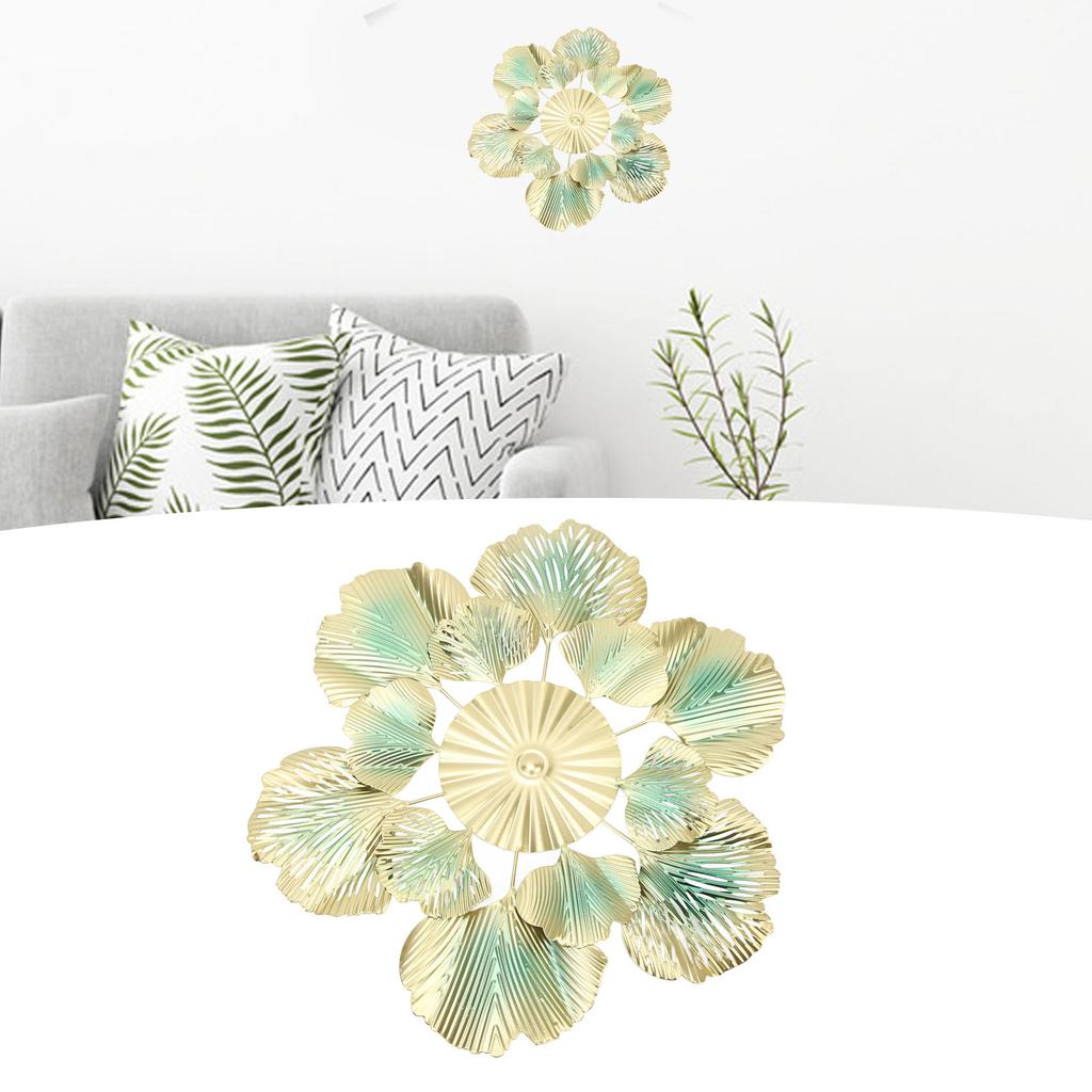 Nordic Luxury Wall Decoration Apricot Leaf Flower Mirror Wall Pendant Iron Art Porch Decoration