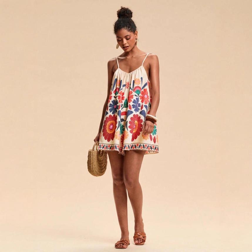 Women's Summer 2025 Casual Floral Strappy Jumpsuit
