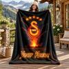 Galatasaray Custom Name Flannel Blanket Personalized Soft Warm Plush Throw Blanket Customized Gift for Family Friends