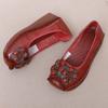 2026 New Genuine Leather Floral Embroidery Slip on Casual Shoes Comfortable Wedge Heel Anti Slip Soft Sole Shoe