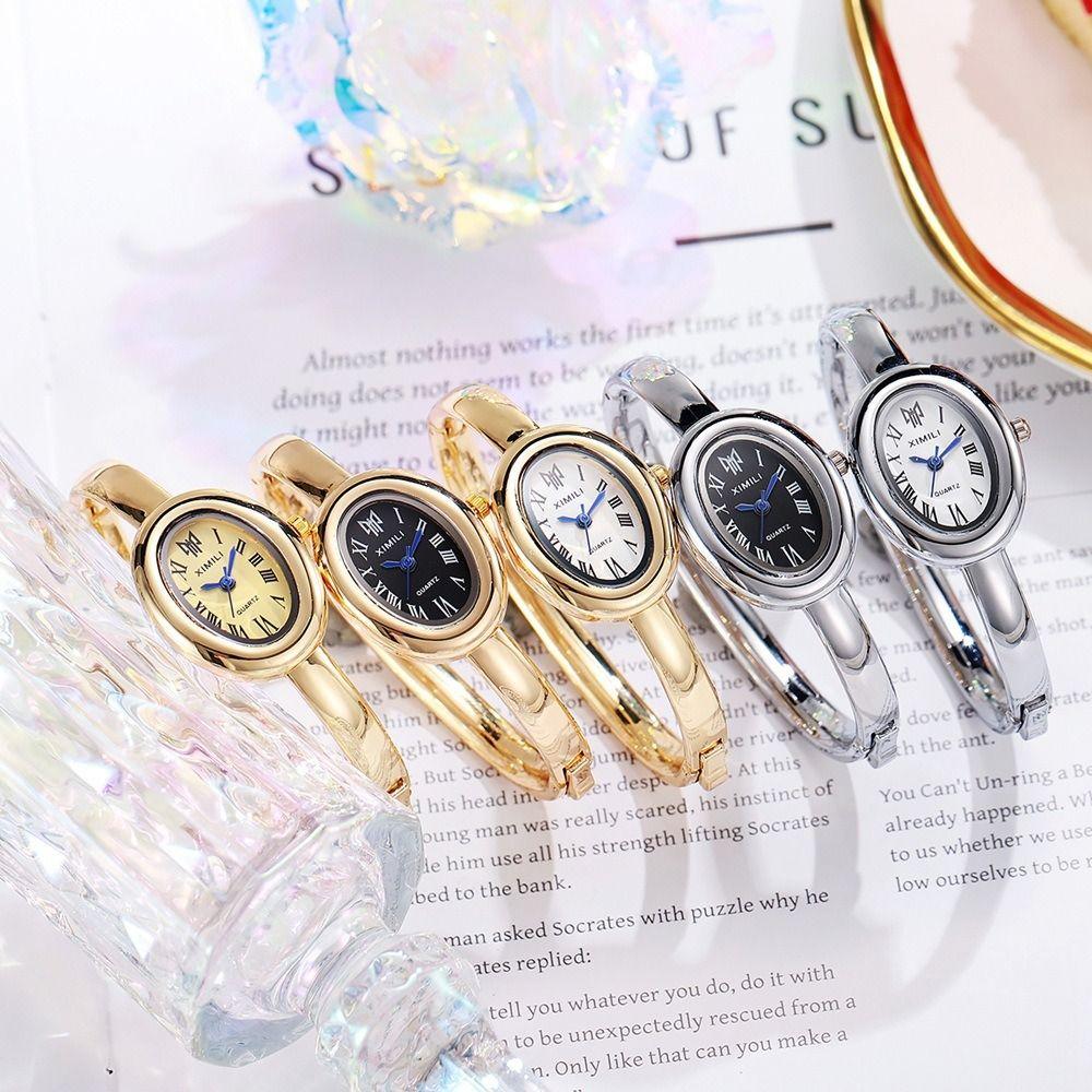Hidden Buckle Design Bracelet Watch Oval Dial Wristwatch New Quartz Watch for Women