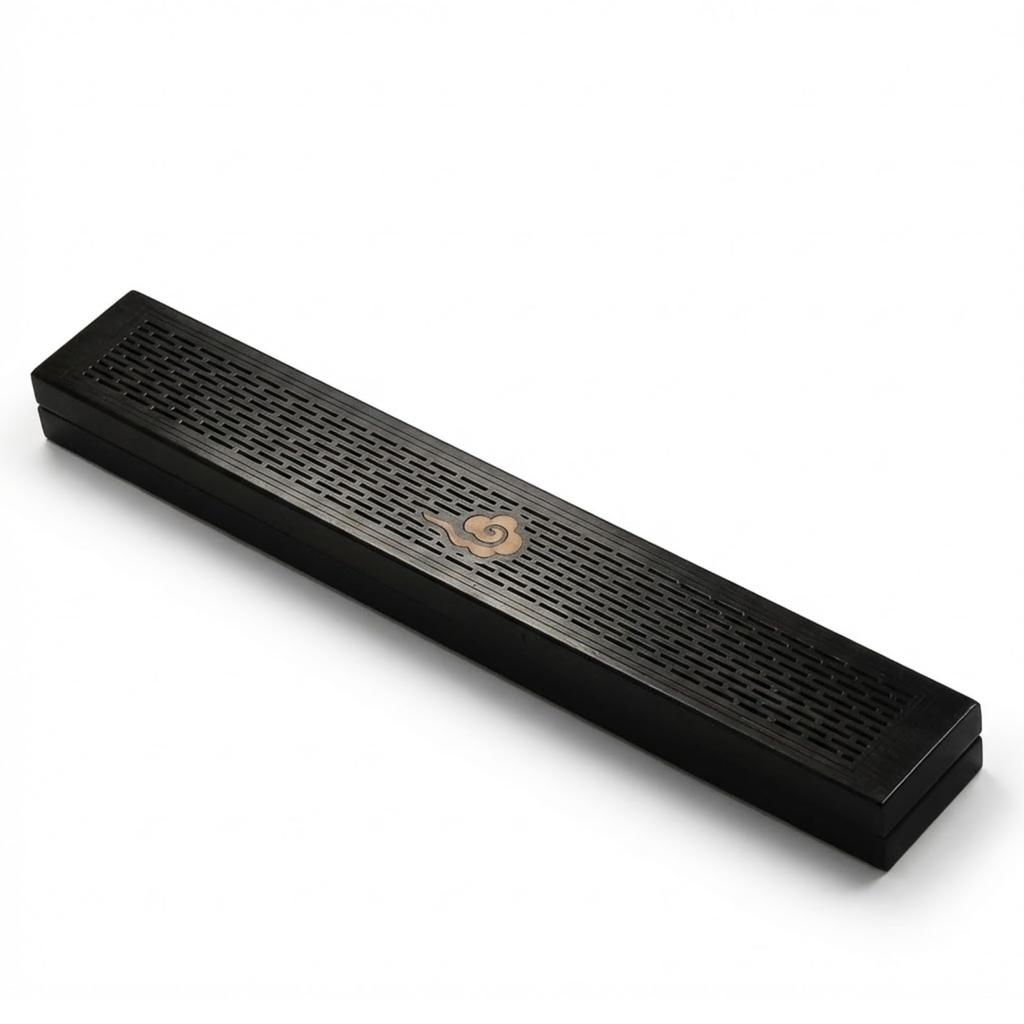 AquaLoach Purple Bamboo Horizontal Incense Burner Magnetic Lid Flame Retardant Felt Laser Openwork Holder for Buddhist Interior Decor