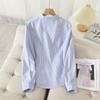 Casual Cotton Women's Oxford Shirt Autumn Good Quality Woman Blouse and Tops Lady White Blue Striped Shirts Clothes
