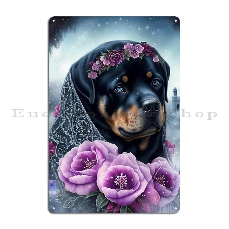 Rottweiler Rottie Dog Portrait Colorful Collage Art Metal Plaque Garage Club Wall Wall Plaque Printed Wall Mural Tin Sign Poster