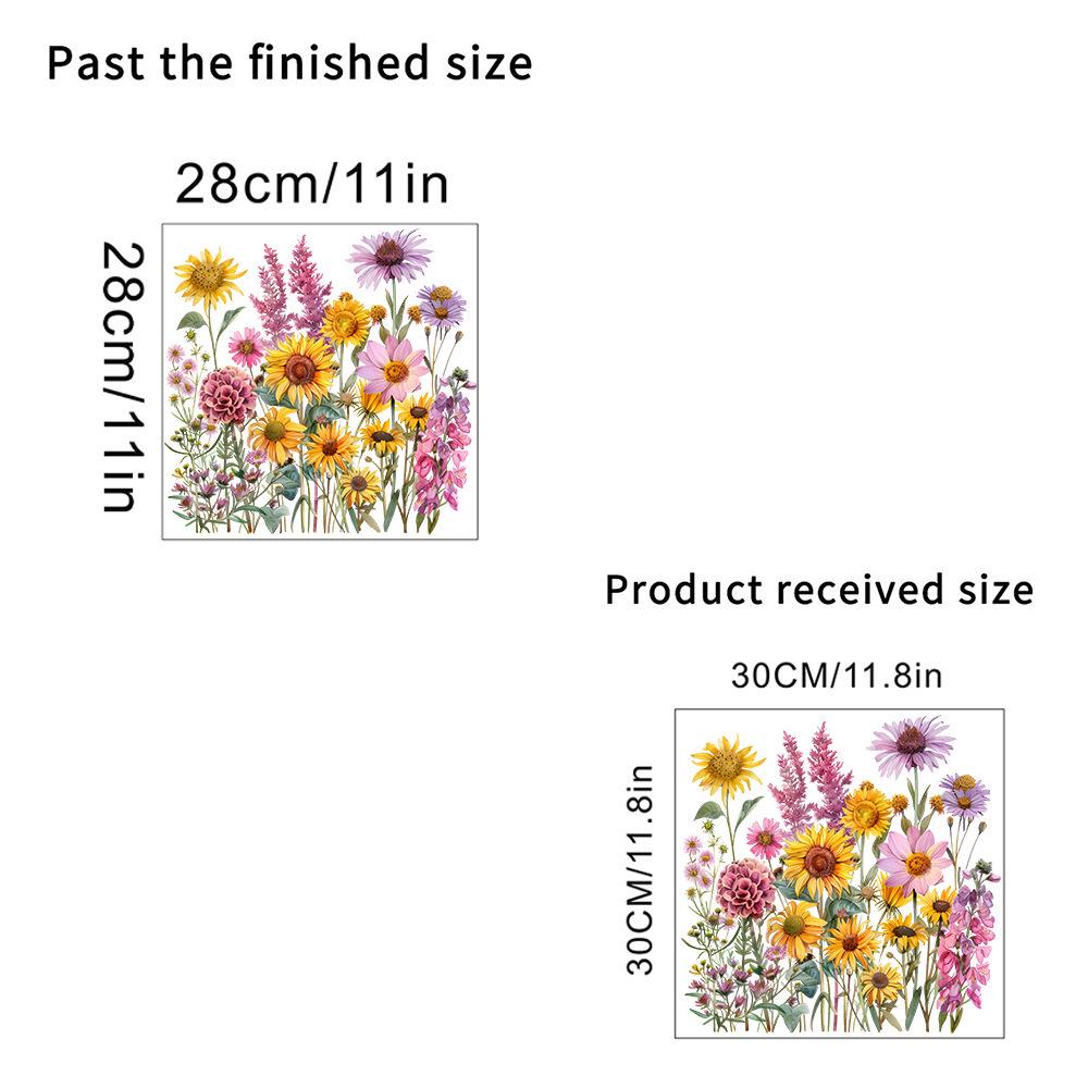 Compact Sunflower & Greenery Wall Stickers for Rooms & Bathroom - Removable Decor