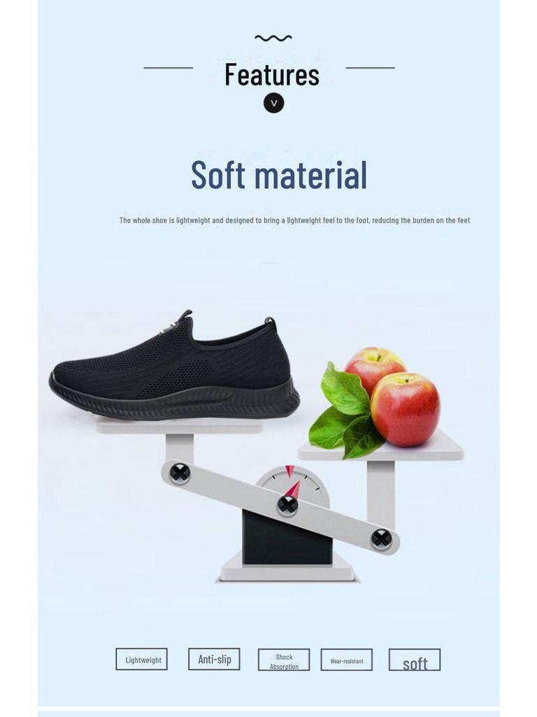 Men's Non-Slip Old Beijing Cloth Shoes - Comfy Soft-Soled Casual Walking Shoes for Middle-Aged & Elderly, Spring & Autumn.