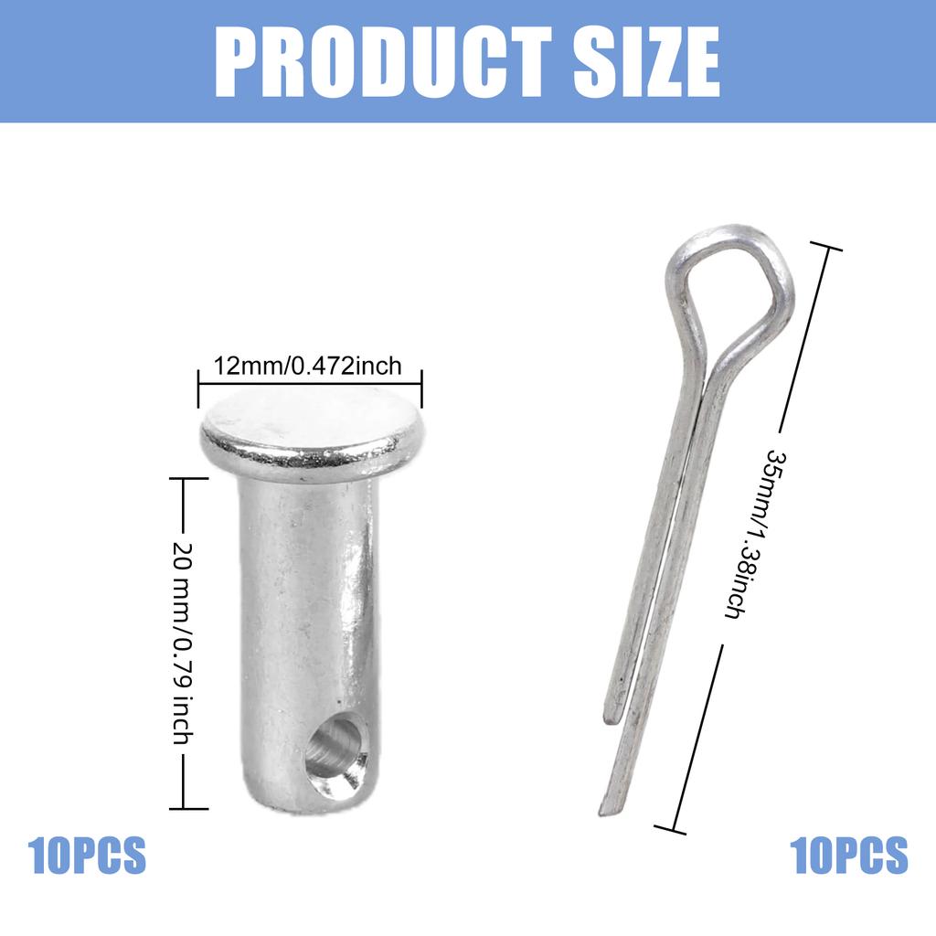 10Pcs Stainless Steel Single Hole Clevis Pin Flat heads Hole Shaft Cylindrical Positioning Insert Dowel Pin Easy to Use